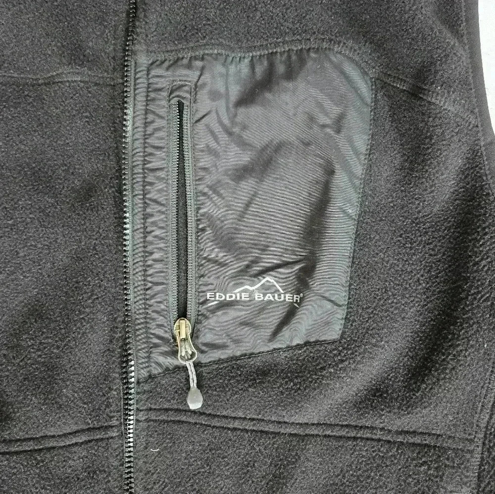 Eddie Bauer 365 mens fleece black full zip outdoor vest size XL